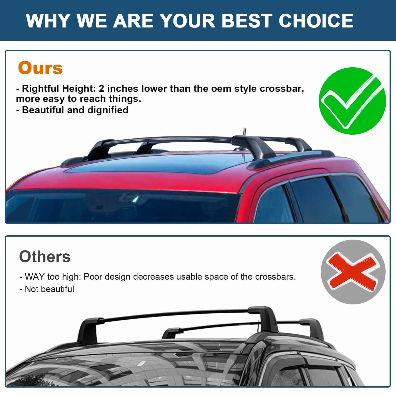Roof Rack Cross Bars Compatible with Jeep Grand Cherokee L 2021-2025 and 2022 2023 2024 2025 Grand Cherokee WL