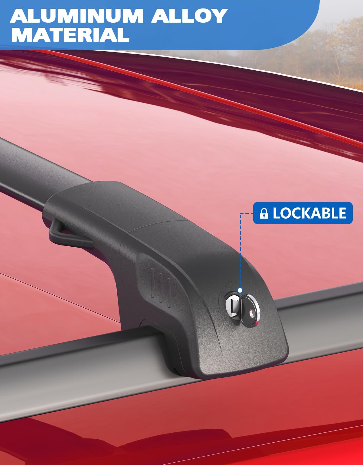 Lockable Roof Rack Cross Bars 220lb Compatible with Volkswagen VW Tiguan 2018-2024 (Not for Limited) & Taos 2022-2024