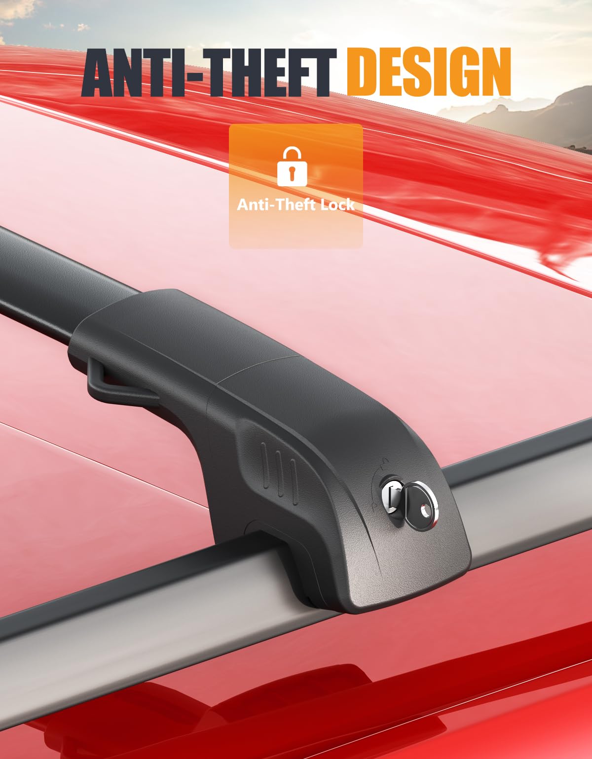 220lbs Lockable Roof Rack Cross Bars Compatible with Chevy Chevrolet Traverse 2022 2023 2024 2025 with Raised Side Rails