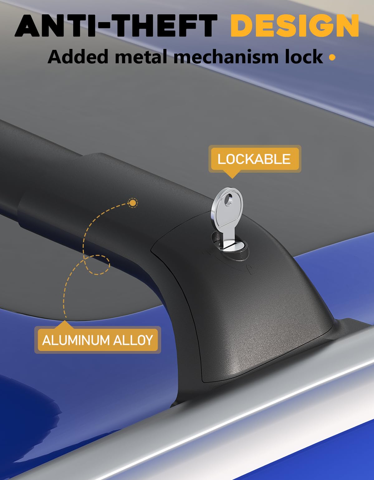260lbs Lockable Roof Rack Cross Bars Compatible with Honda Pilot 2016-2022 with Flush Rails