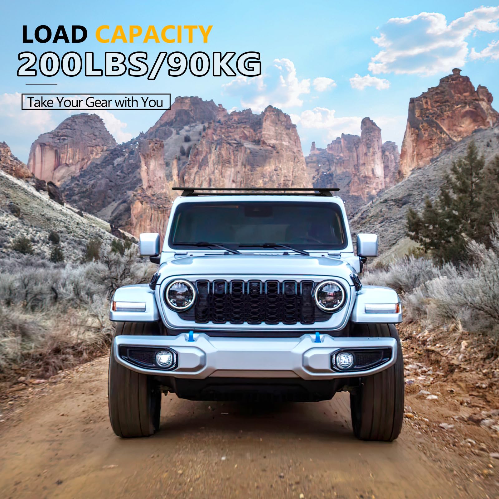 200 lbs Roof Rack Cross Bars Compatible with Jeep Wrangler JK JL Gladiator JT 2007-2024 with Anti-Theft Metal Lock