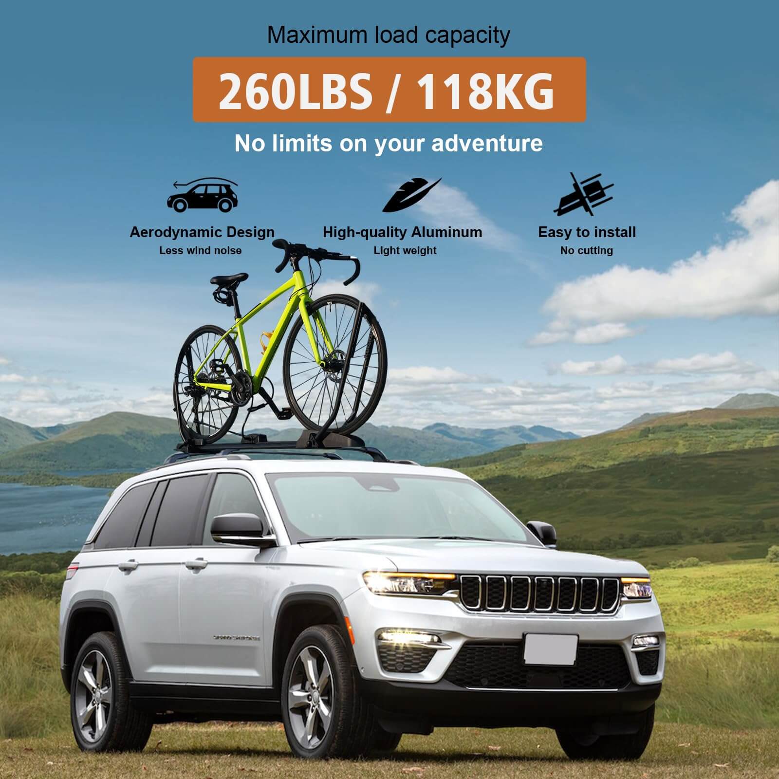 Roof Rack Cross Bars Compatible with Jeep Grand Cherokee L 2021-2025 and 2022 2023 2024 2025 Grand Cherokee WL
