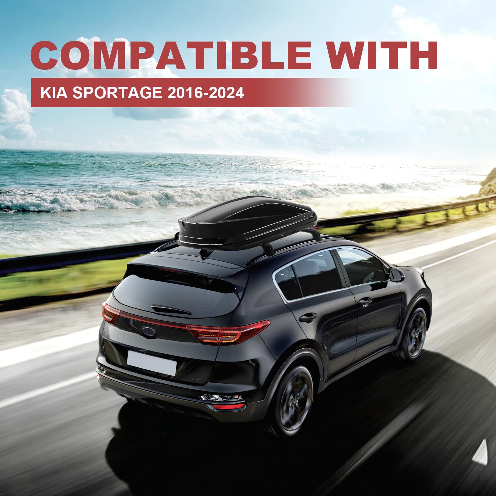 220LBS Lockable Roof Rack Cross Bars Compatible with KIA Sportage SX & SX Prestige 2016 2017 2018 2019 2020 2021 2022 2023 2024 2025 (with Flush Side Rails)
