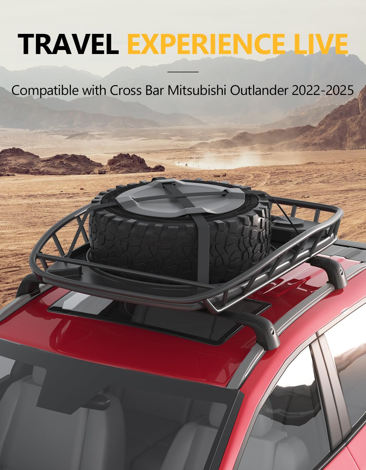 Lockable 220lb Roof Rack Cross Bars Compatible with Mitsubishi Outlander 2022-2025 & Outlander PHEV 2023-2025 (with Flush Side Rails)