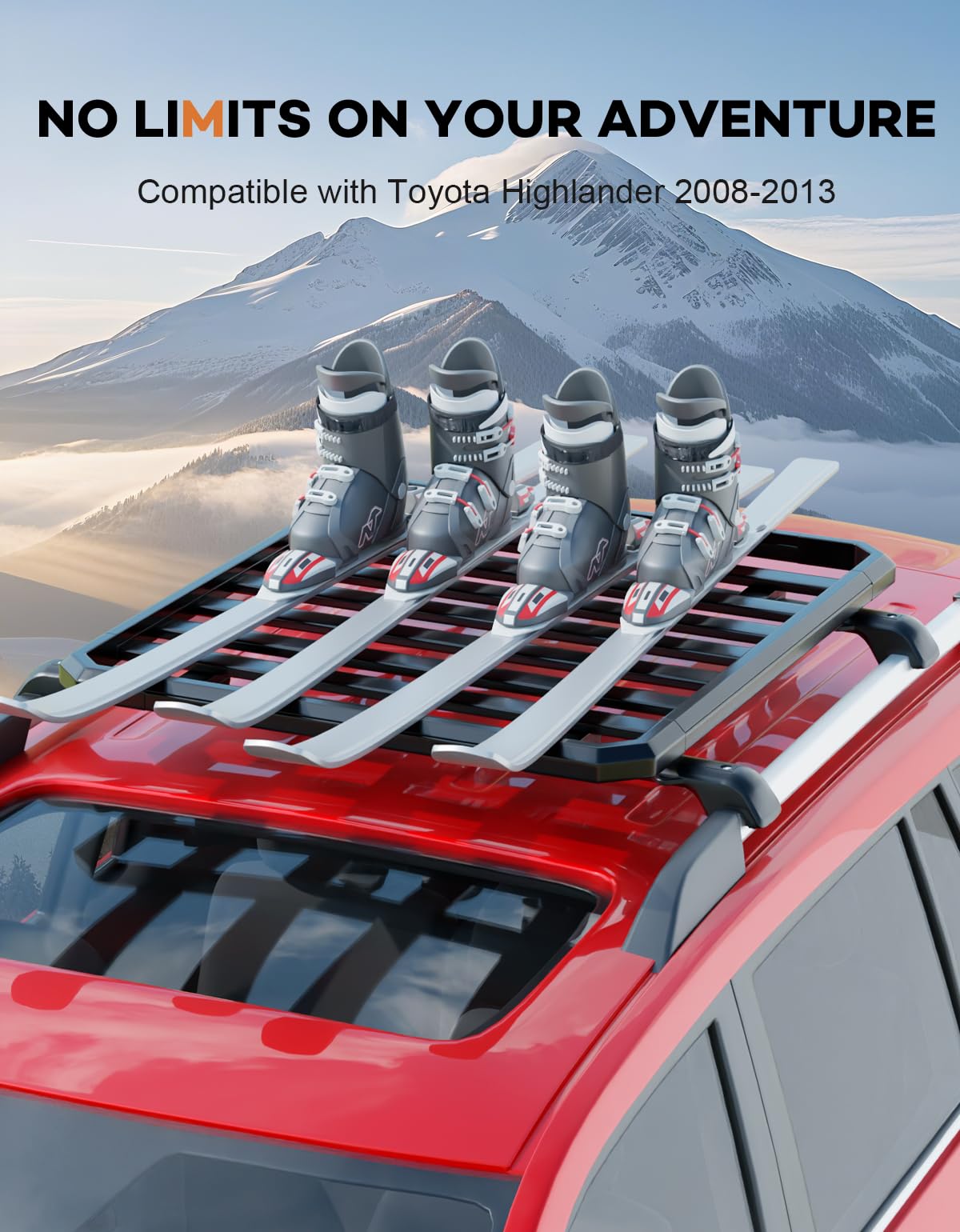 KINGGERI Lockable Roof Rack Cross Bars 220lbs Fit for Toyota Highlander 2008-2013,Heavy Duty Lockable Aluminum
