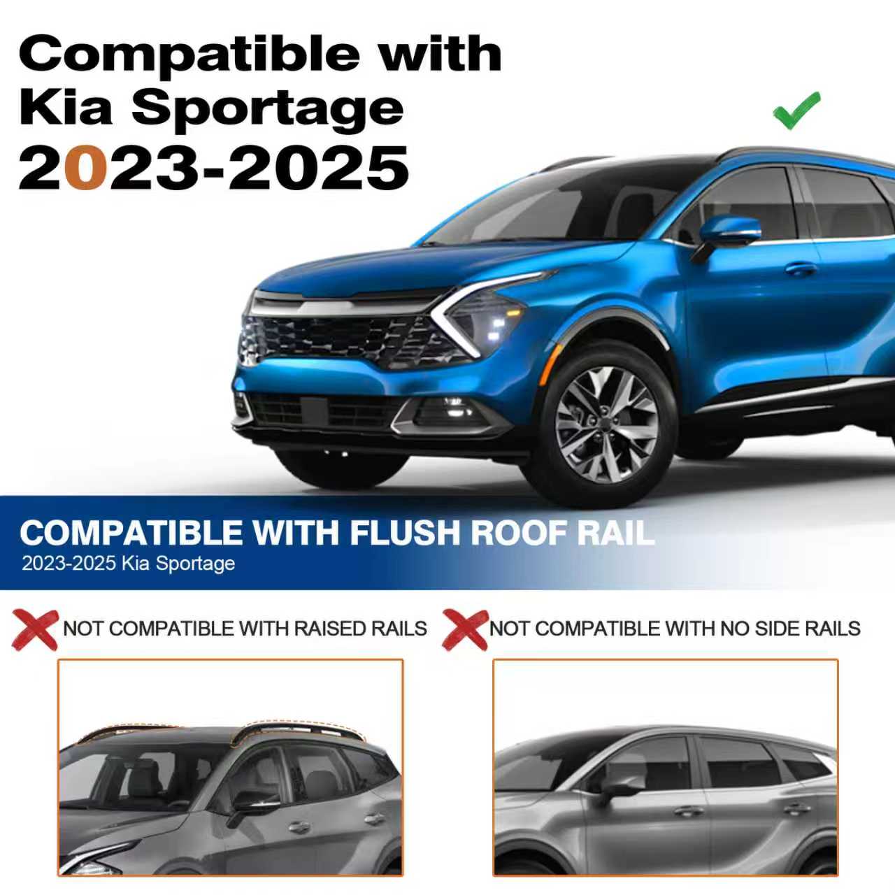 Lockable Roof Rack Cross Bars 260lbs Fit for 2023-2025 Kia Sportage SX/EX & SX/EX Prestige with Flush Rails