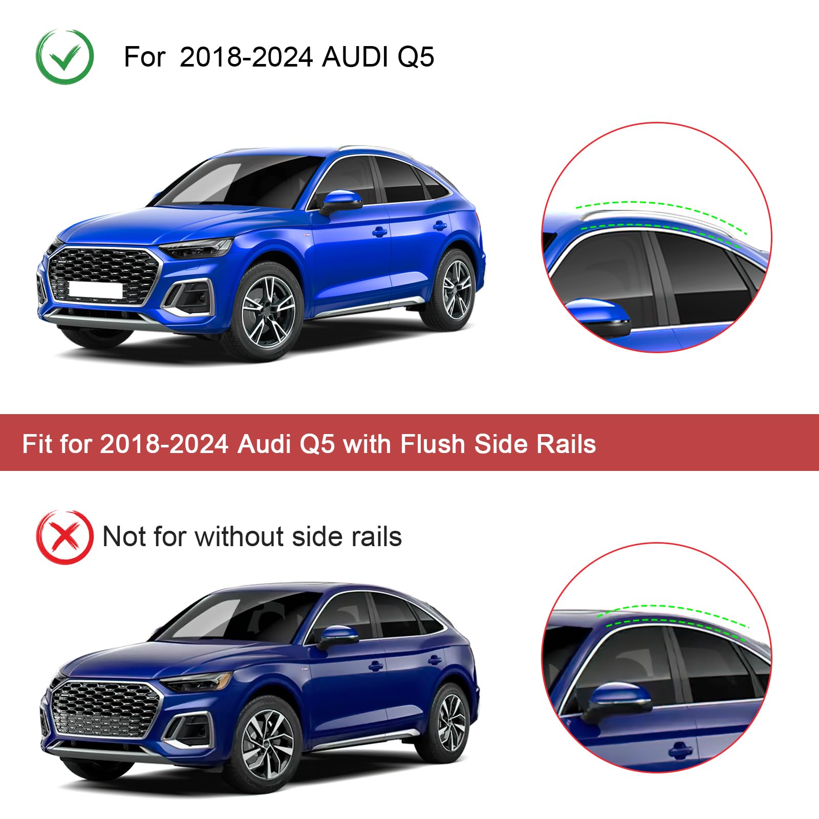 KINGGERI Heavy Duty 260lbs Roof Rack Cross Bars Fit for Audi Q5 2018-2025,Anti-Theft Lockable Aluminum