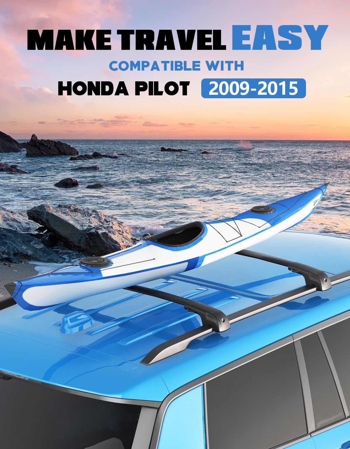 Lockable Roof Rack Cross Bars 220lb Compatible with Honda Pilot 2009-2015