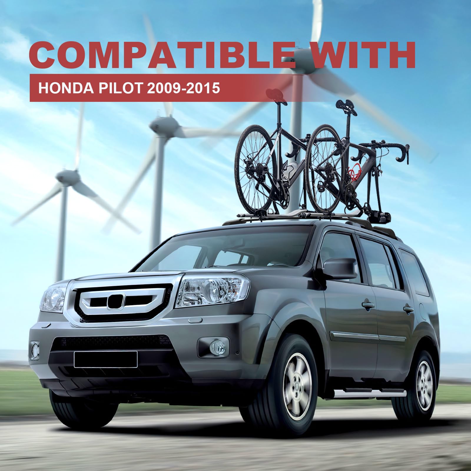 KINGGERI Lockable 220LBS Roof Rack Cross Bars Compatible with Honda Pilot 2009-2015 (with Raised Rails)