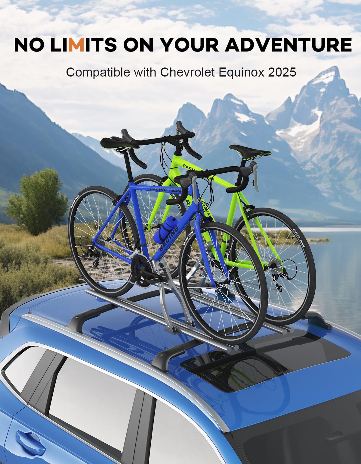Lockable Roof Rack Cross Bars 260lbs Compatible with 2025 Chevy Chevrolet Equinox with Raised Side Rails 2025 (Not for EV)