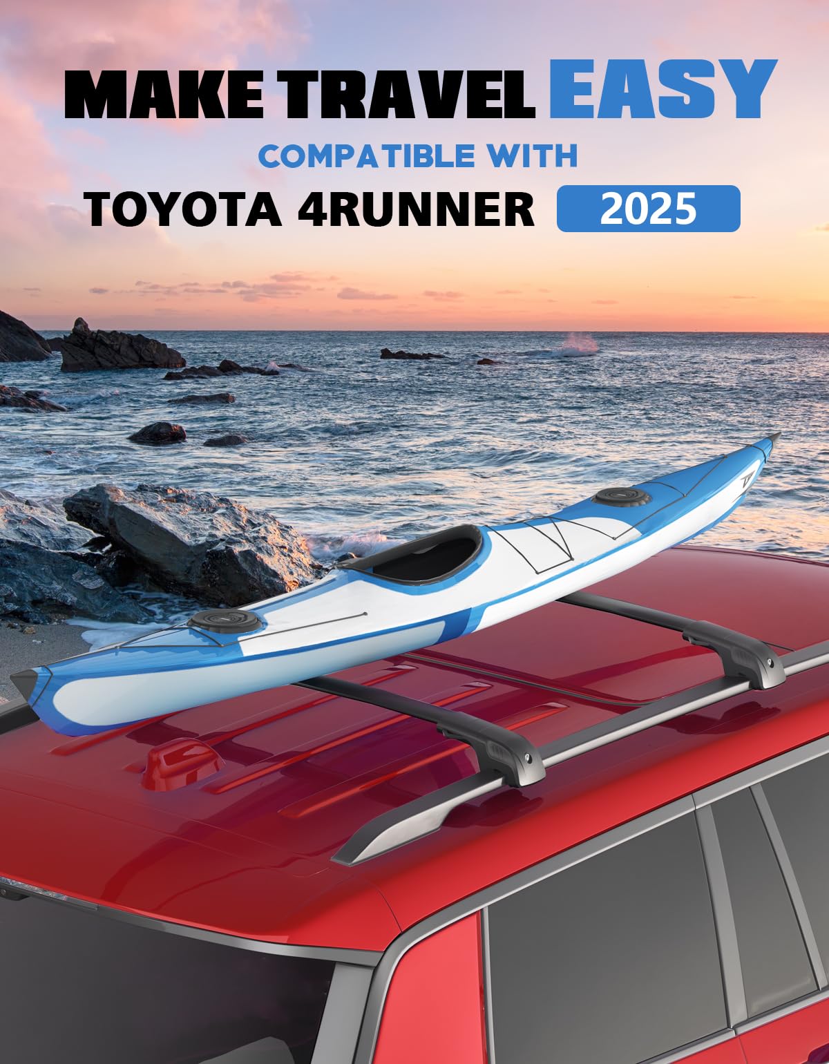 KINGGER Lockable Roof Rack Cross Bars 220lb Compatible with Toyota 4runner 2025, Heavy Duty Aluminum Roof Rails Crossbars Cargo Bars