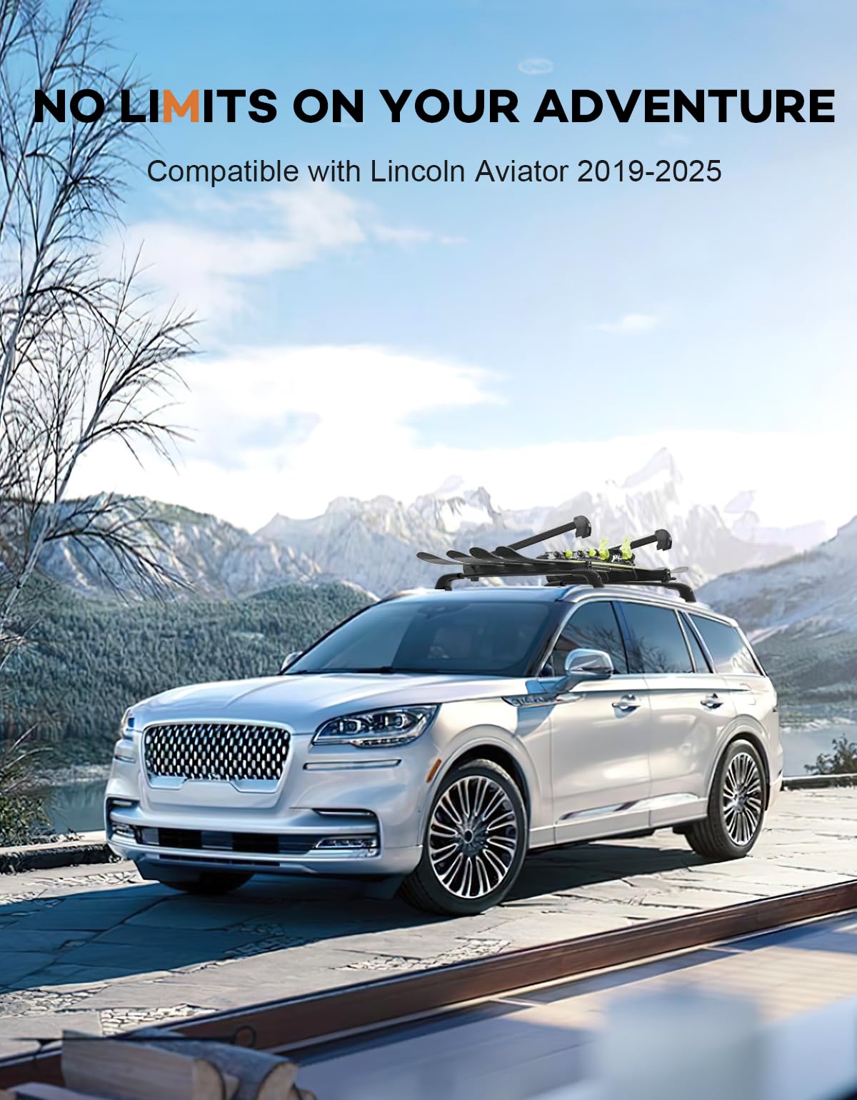 Roof Rack Cross Bars 220lbs Compatible with Lincoln Aviator 2019 2020 2021 2022 2023 2024 2025