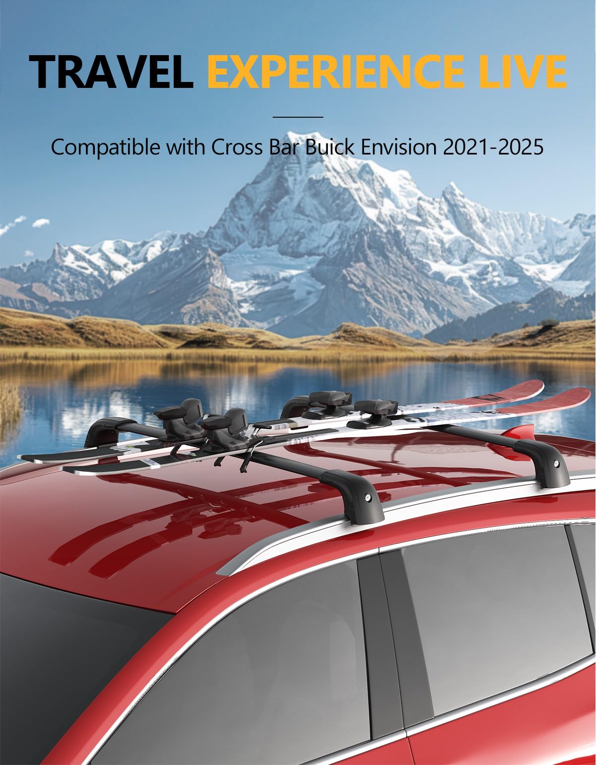 220lbs Lockable Roof Rack Cross Bars Compatible with Buick Envision 2021 2022 2023 2024 2025 (with Flush Side Rails)