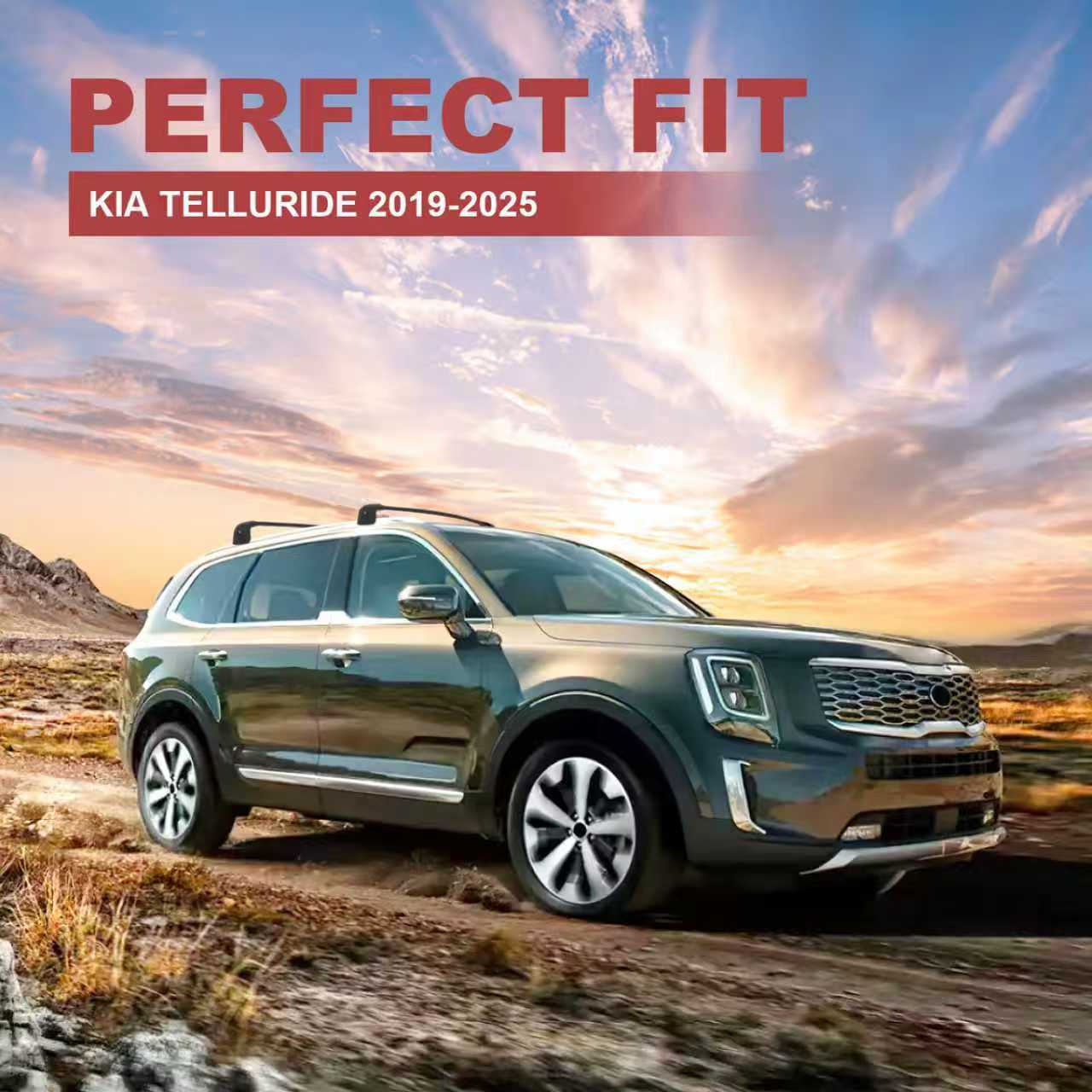 KINGGERI 220lbs Lockable Roof Rack Cross Bars Compatible with Kia Telluride 2019-2025 EX S SX SX-Prestige