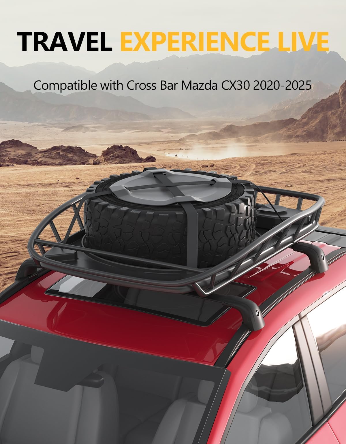 220lbs Lockable Roof Rack Cross Bars Fit for Mazda CX30 CX-30 2020 2021 2022 2023 2024 2025 with Flush Side Rails