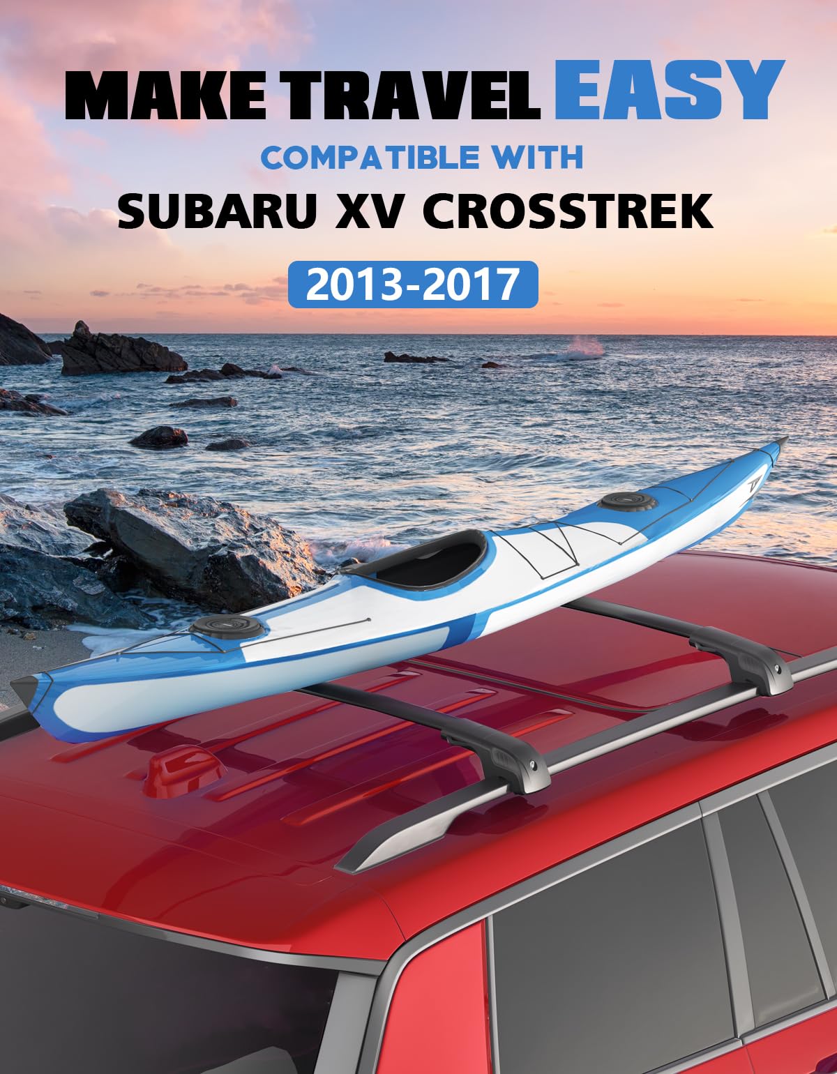Lockable Roof Rack Cross Bars 220lb Compatible with Subaru XV crosstrek 2013-2017