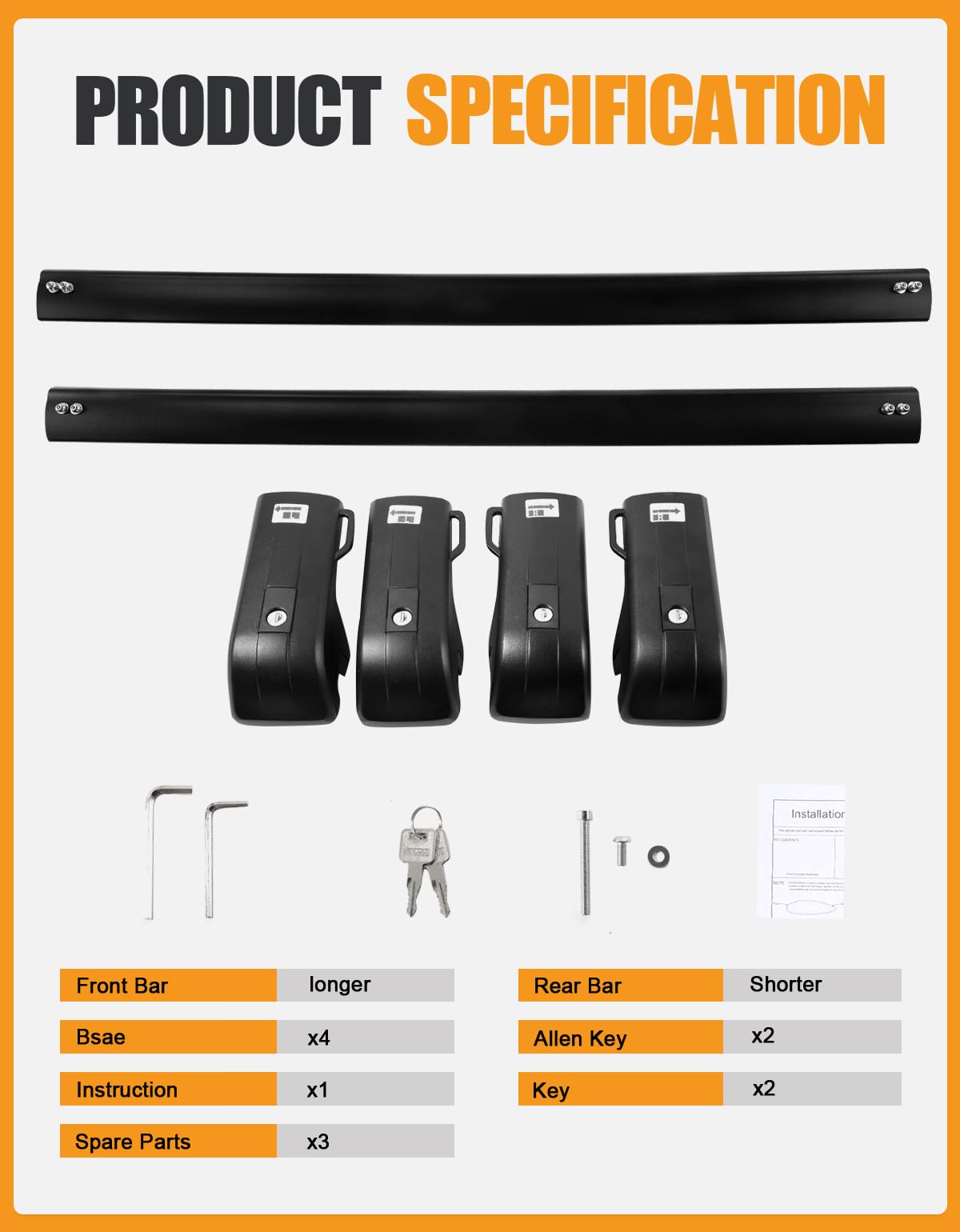 KINGGERI Lockable 260lbs Roof Rack Cross Bars Compatible with Ford Explorer 2020 2021 2022 2023 2024 2025