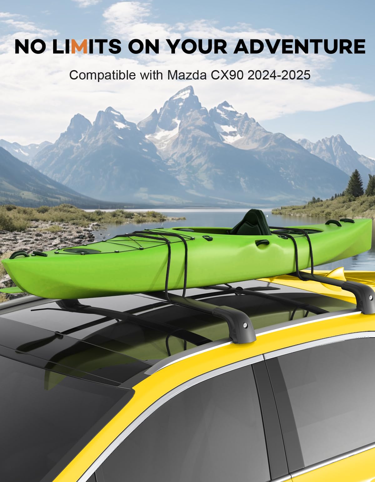 KINGGERI Lockable Roof Rack Cross Bars 220lbs Compatible with Mazda CX90 2024 2025,Heavy Duty Aluminum Roof Rails Crossbars