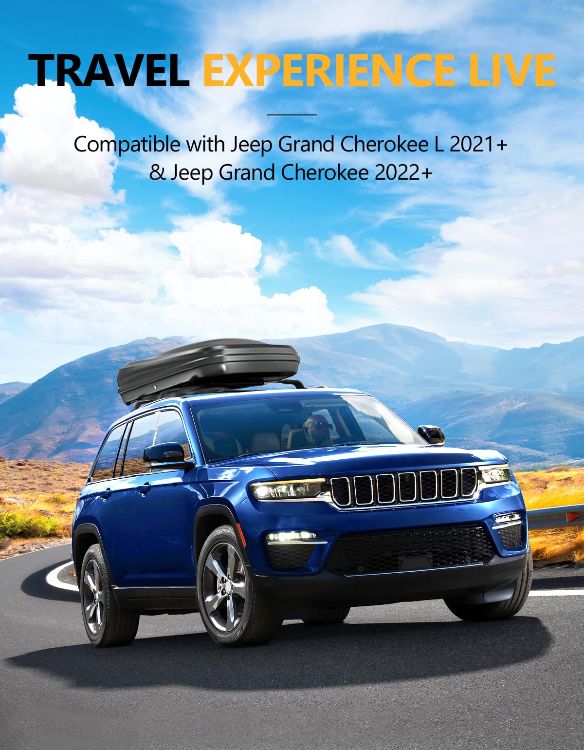 Lockable 260lbs Roof Rack Cross Bars Compatible with Grand Cherokee L 2021-2025 and 2022-2025 Grand Cherokee WL