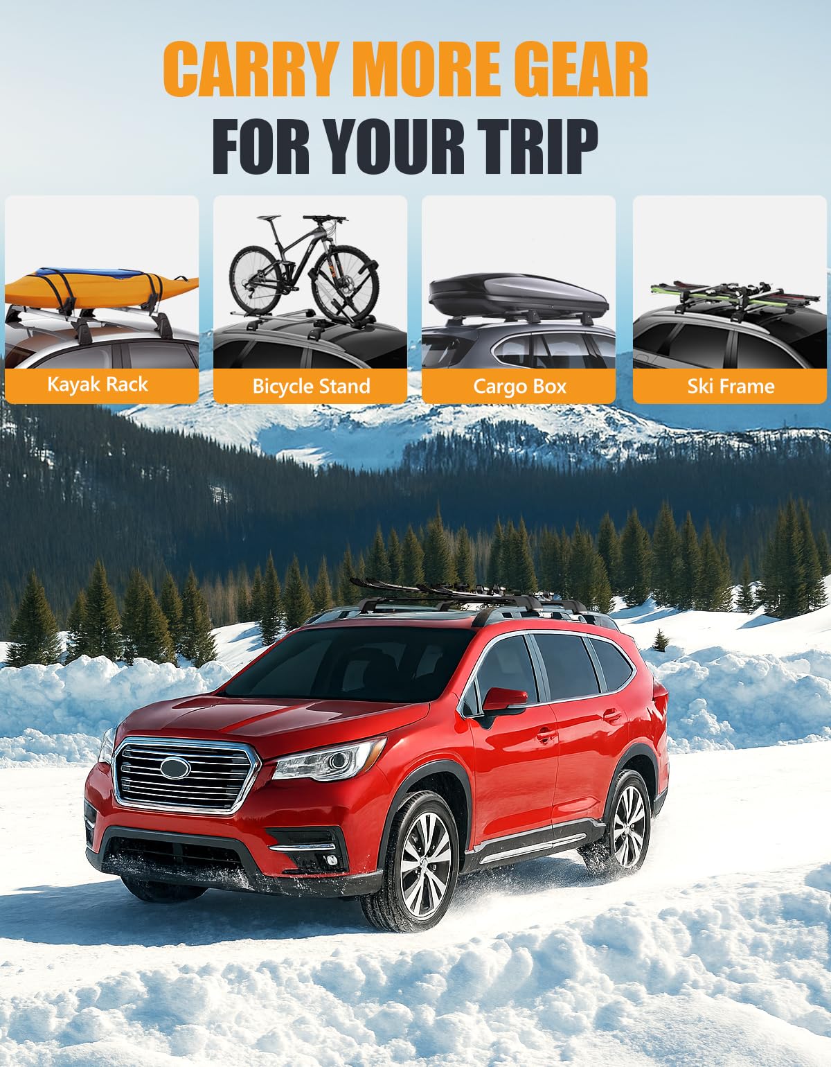 KINGGERI 260lbs Lockable Roof Rack Cross Bars Fit for Subaru Ascent 2019-2025, All Aluminum Heavy Duty Roof Rails Crossbars