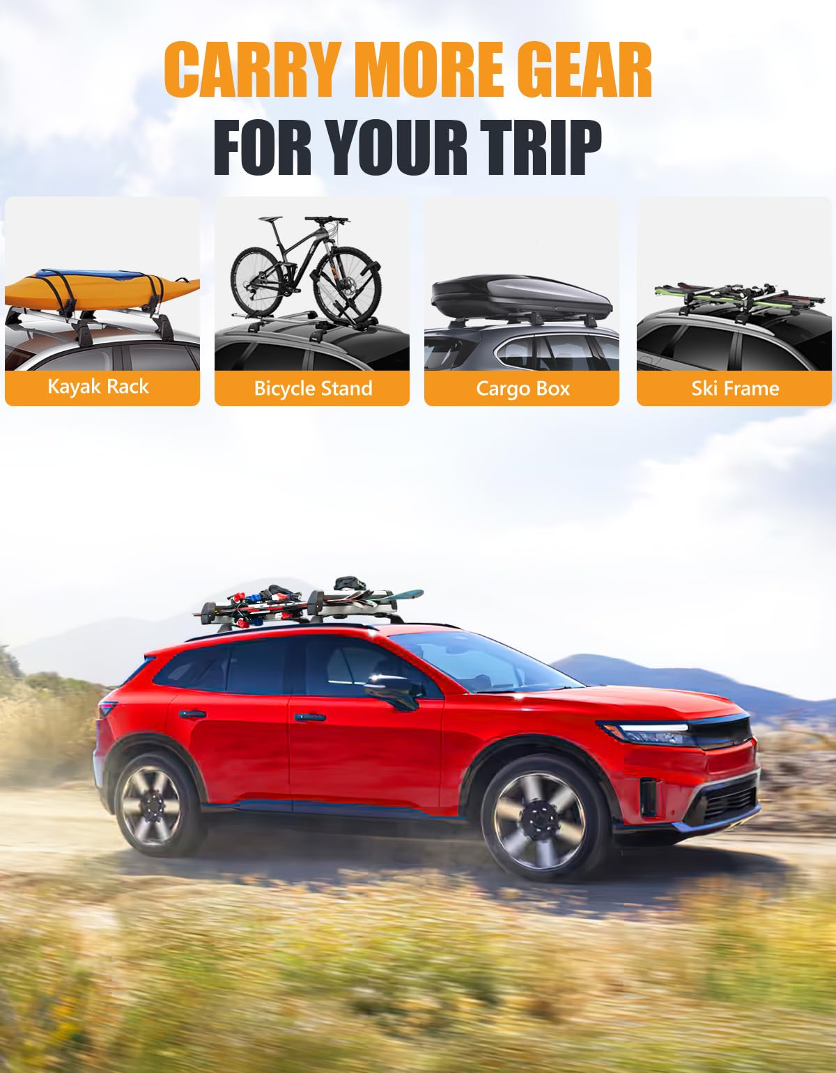 260lbs Lockable Roof Rack Cross Bars Compatible with Honda Prologue Touring 2024 2025 with Flush Side Rails