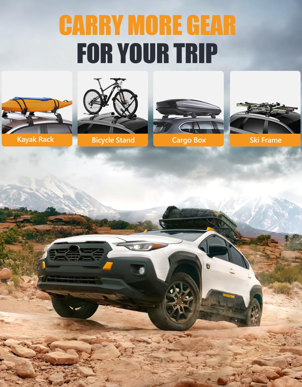 220lbs Lockable Roof Rack Cross Bars Compatible with Subaru crosstrek 2024 2025 (Not for Wilderness) with Raised Side Rails