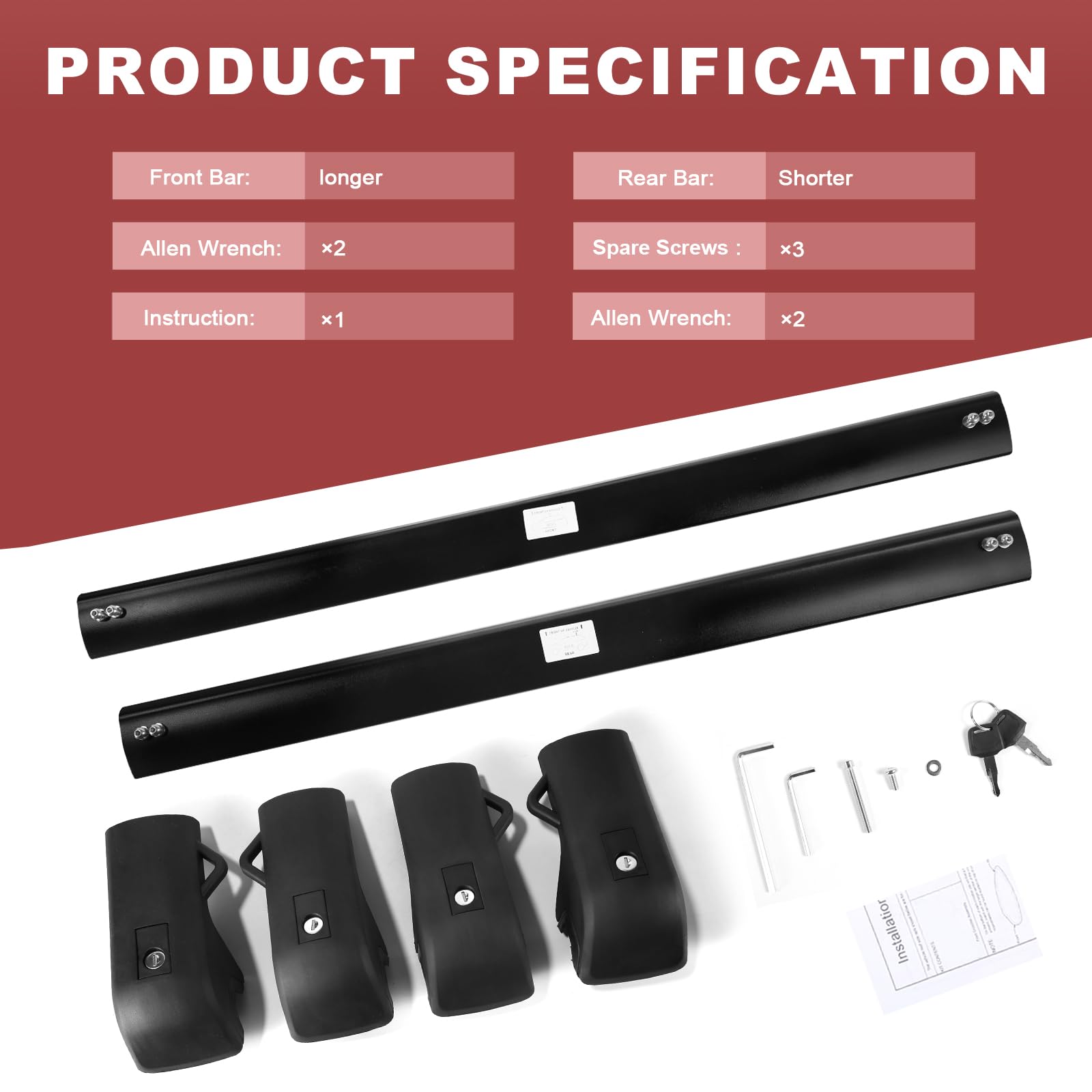 KINGGERI Lockable 220LBS Roof Rack Cross Bars Compatible with Honda Pilot 2009-2015 (with Raised Rails)