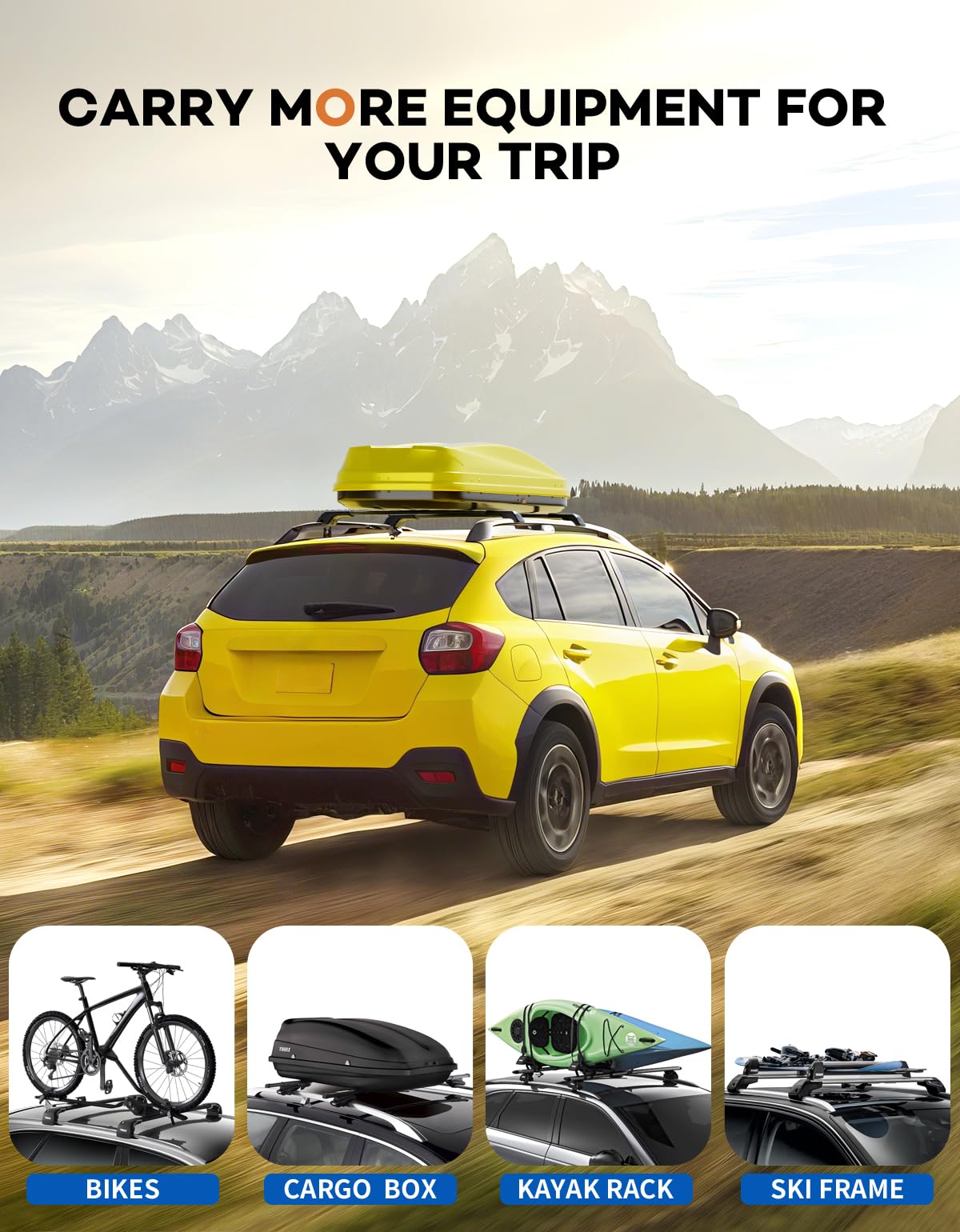 KINGGERI Roof Rack Cross Bars 220lbs Compatible with Subaru XV Crosstrek 2013-2017, Lockable Aluminum
