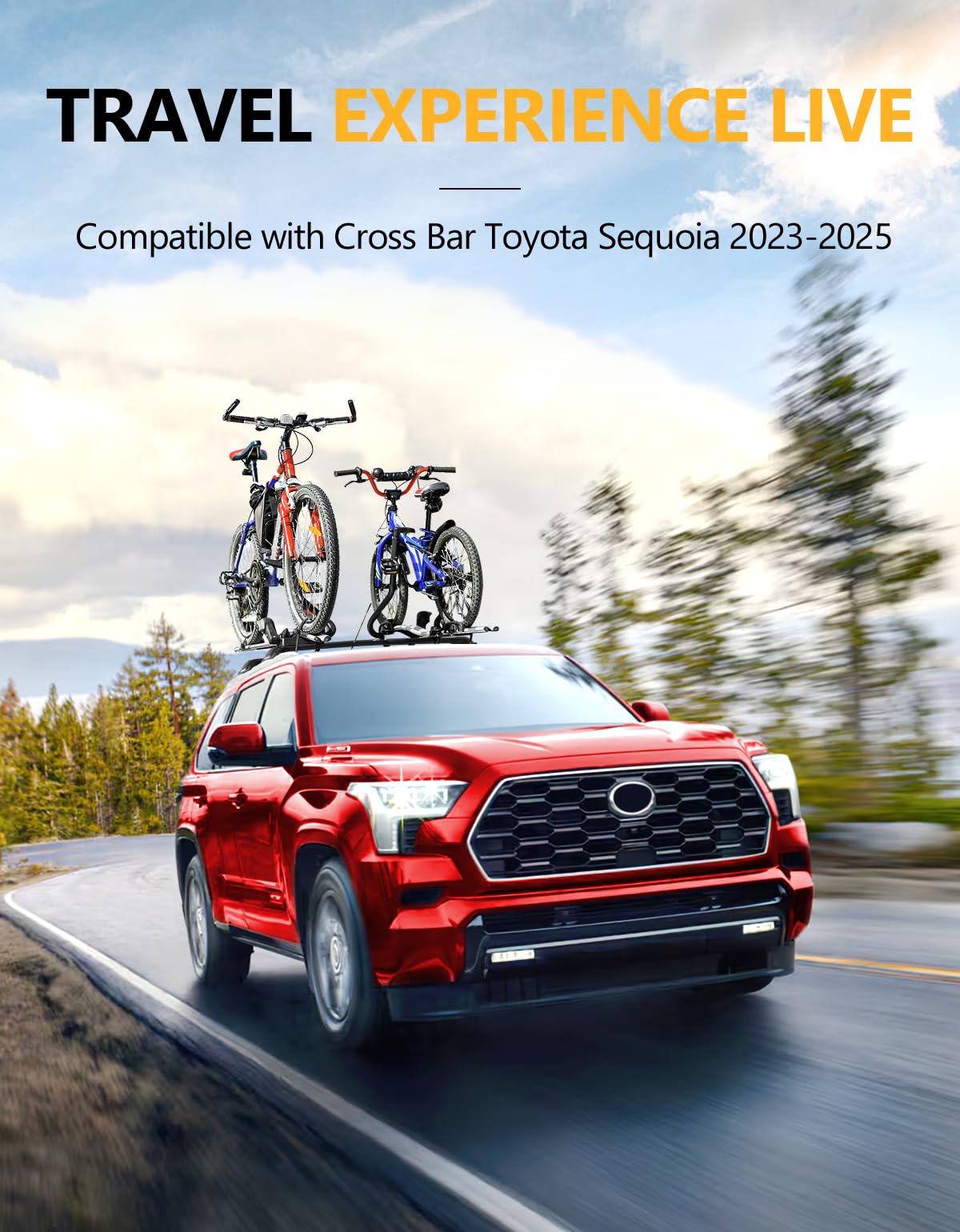 260lbs Lockable Roof Rack Cross Bars Compatible with Toyota Sequoia 2023-2025 with Flush Rails