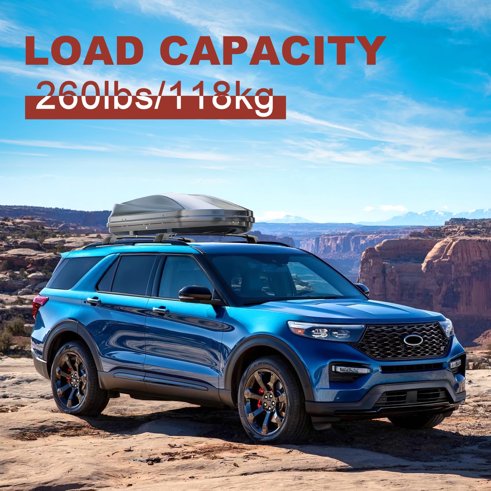 KINGGERI Lockable 260lbs Roof Rack Cross Bars Compatible with Ford Explorer 2020 2021 2022 2023 2024 2025