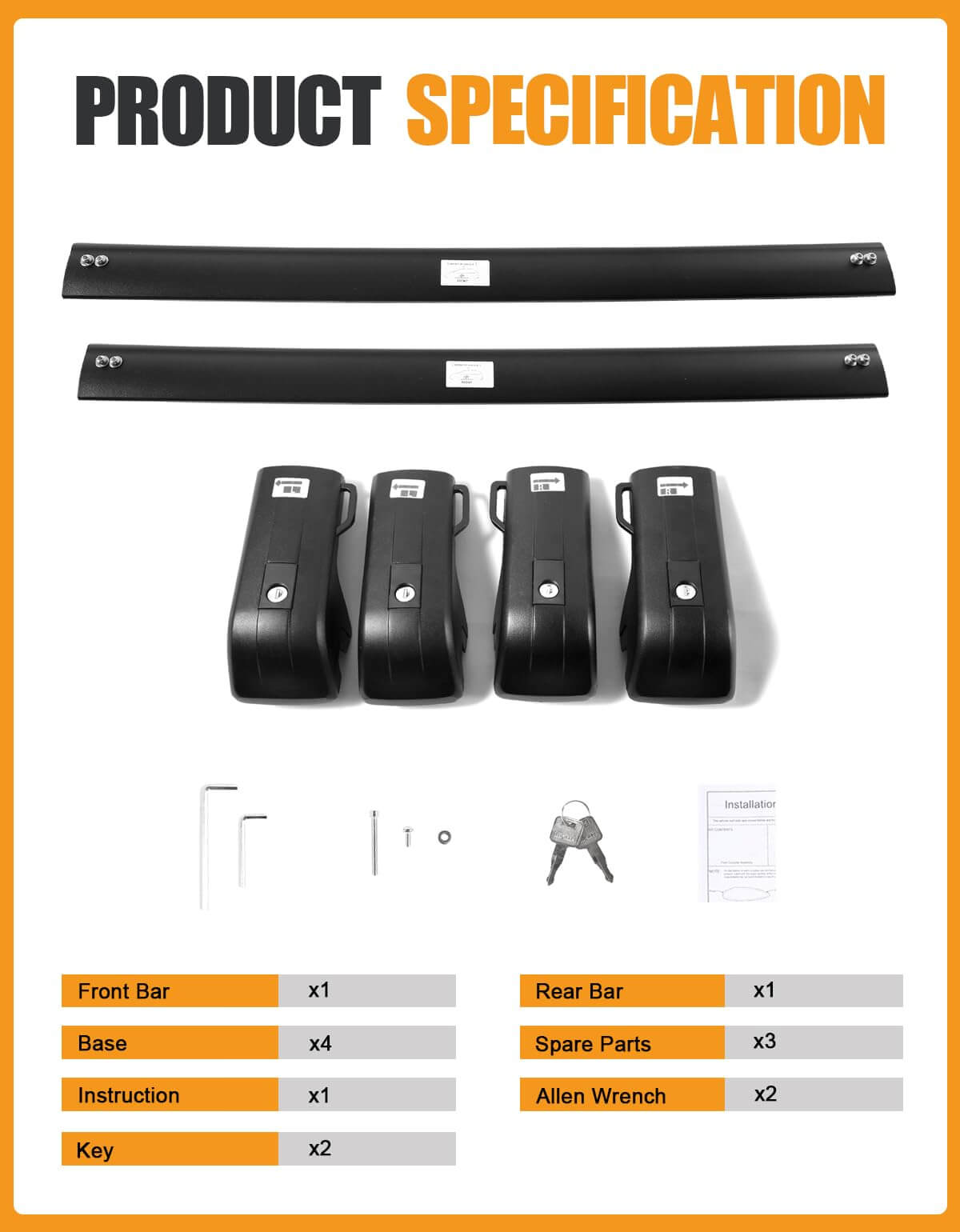 KINGGERI Lockable 260LBS Roof Rack Cross Bars Fit for Kia Telluride X-PRO X-LINE 2023-2025 (with Raised Side Rails)