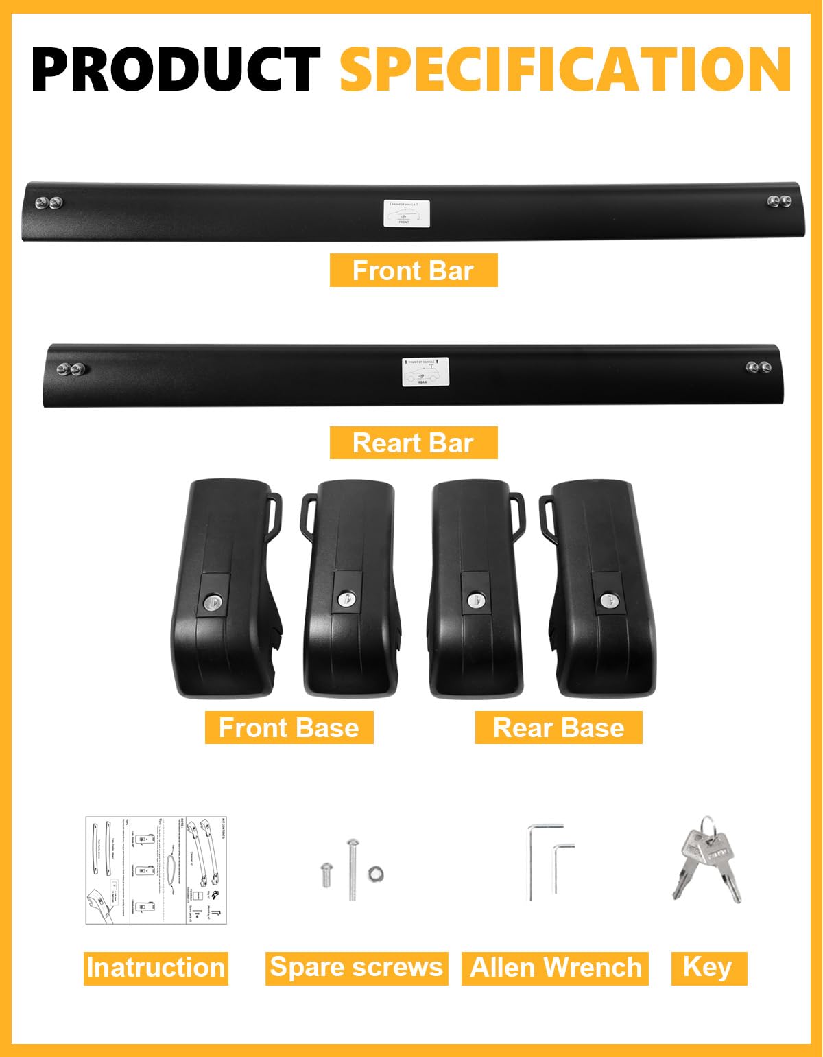 KINGGERI Lockable 260lbs Cross Bars Roof Racks Compatible with GMC Acadia 2017-2023 , All Aluminum Roof Rails Crossbars