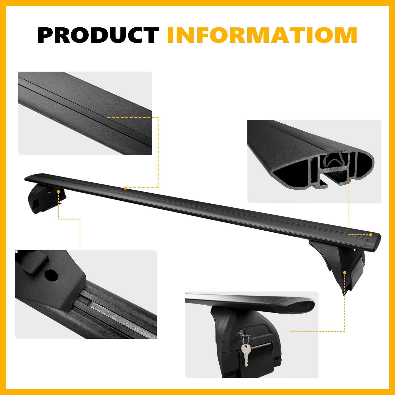 200 lbs Roof Rack Cross Bars Compatible with Jeep Wrangler JK JL Gladiator JT 2007-2024 with Anti-Theft Metal Lock
