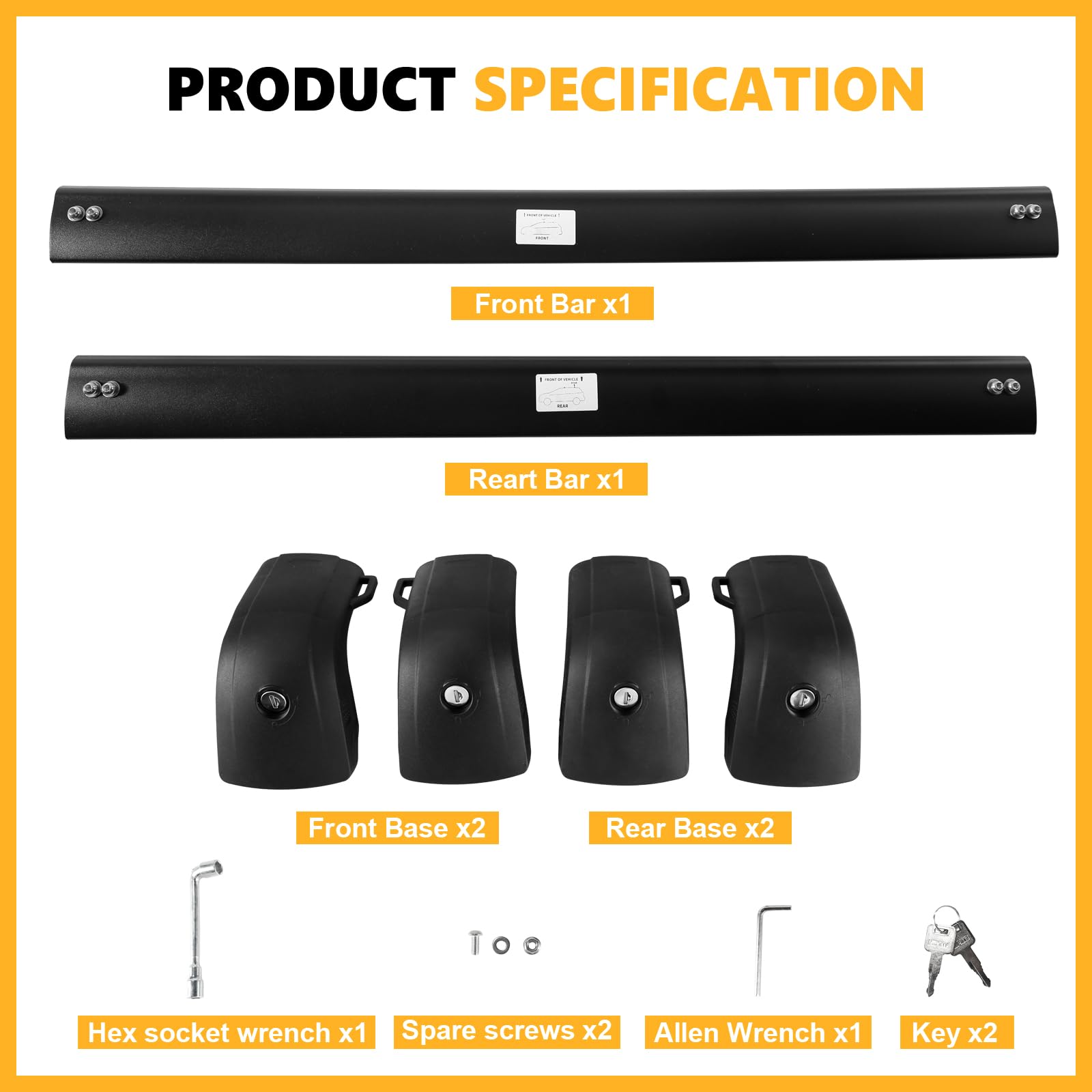 Lockable Roof Rack Cross Bars 220lbs Compatible with Mazda CX5 CX-5 2017 2018 2019 2020 2021 2022 2023 2024 2025