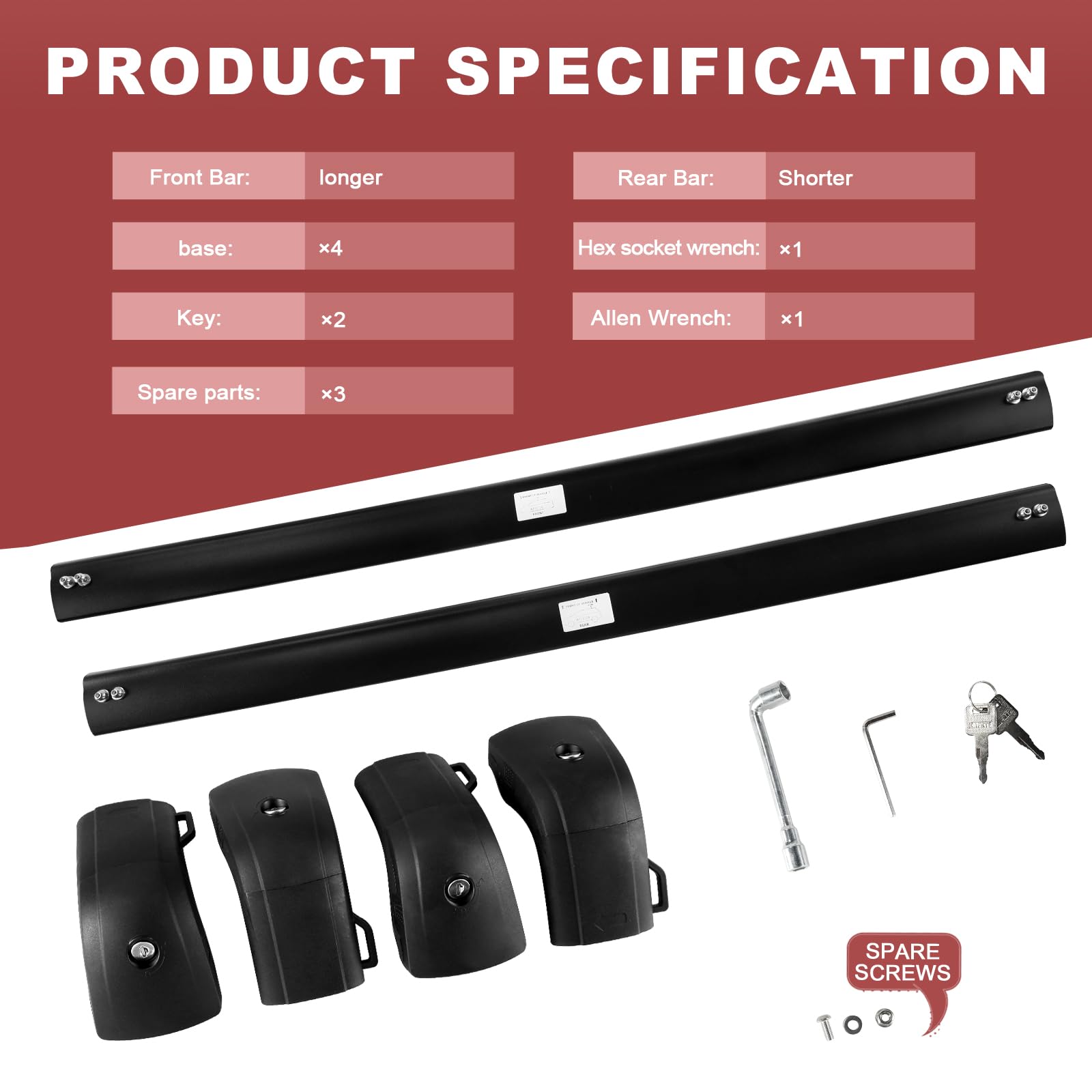 Lockable Roof Rack Cross Bars 220lbs Compatible with KIA Sorento & Sorento Hybrid 2021-2025 with Flush Side Rails