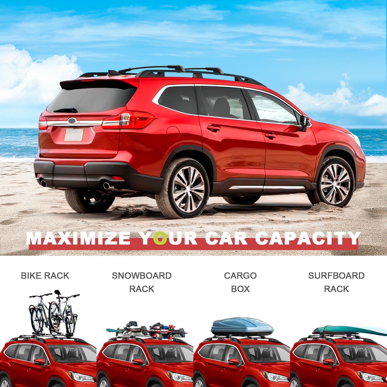 KINGGERI Lockable Roof Rack Cross Bars Compatible with Subaru Ascent 2019 2020 2021 2022 2023 2024 2025