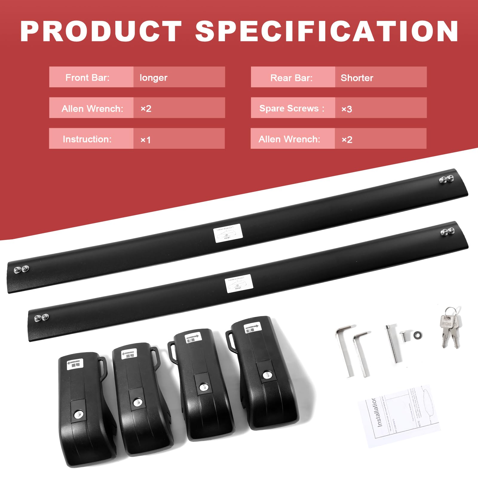 KINGGERI Lockable Roof Rack Cross Bars Compatible with Subaru Ascent 2019 2020 2021 2022 2023 2024 2025