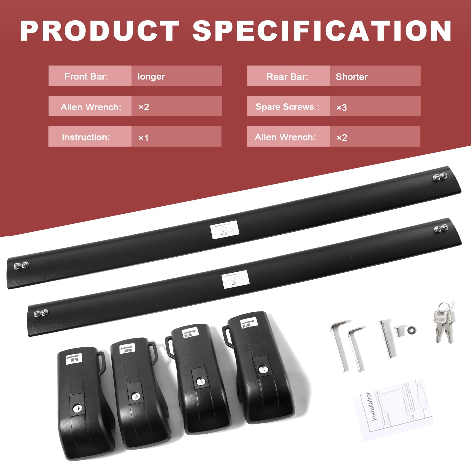 KINGGERI Lockable 260lbs Roof Rack Cross Bars Compatible with Ford Explorer 2020 2021 2022 2023 2024 2025