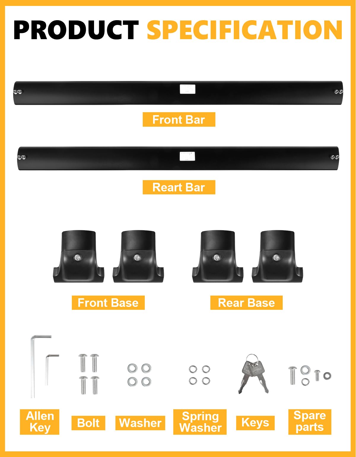 260lbs Lockable Roof Rack Cross Bars Compatible with Toyota Sequoia 2023-2025 with Flush Rails