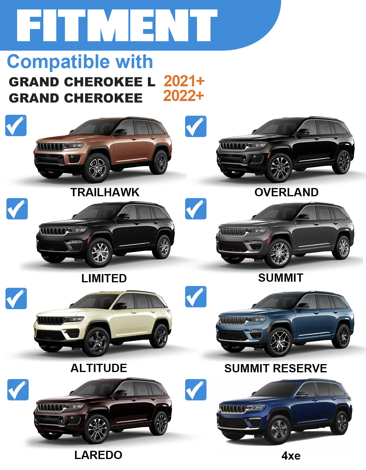 KINGGERI Roof Rack Cross Bars Fit for 2021-2025 Jeep Grand Cherokee L 3-Row and 2022-2025 Grand Cherokee WL 2-Row