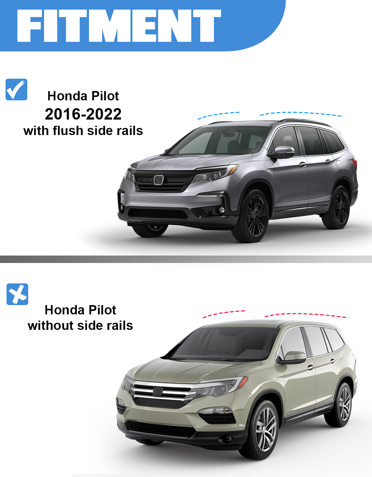 KINGGERI 220lbs Roof Rack Cross Bars Compatible with Honda Pilot 2016-2022 with Flush Rails