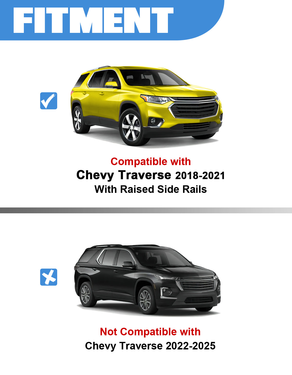 KINGGERI Roof Rack Cross Bars 220lbs Compatible with Chevy Chevrolet Traverse 2018-2021