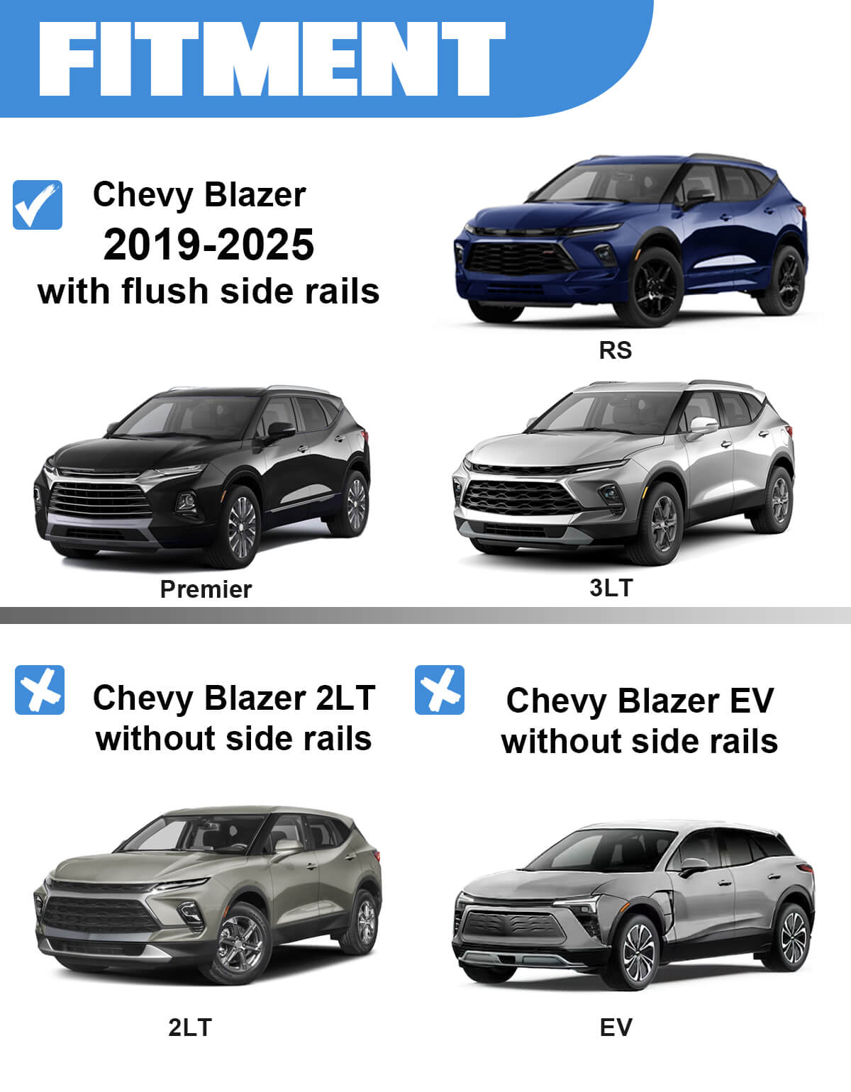 KINGGERI 220lbs Roof Rack Cross Bars Compatible with Chevy Chevrolet Blazer 2019-2025 (Not for Blazer EV)