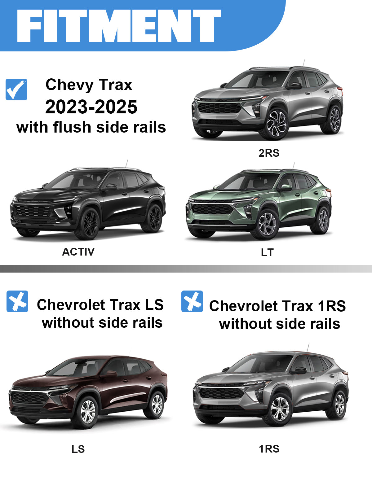 KINGGERI Roof Rack Cross Bars 220lbs Compatible with Chevy Chevrolet Trax 2RS ACTIV LT 2023-2025