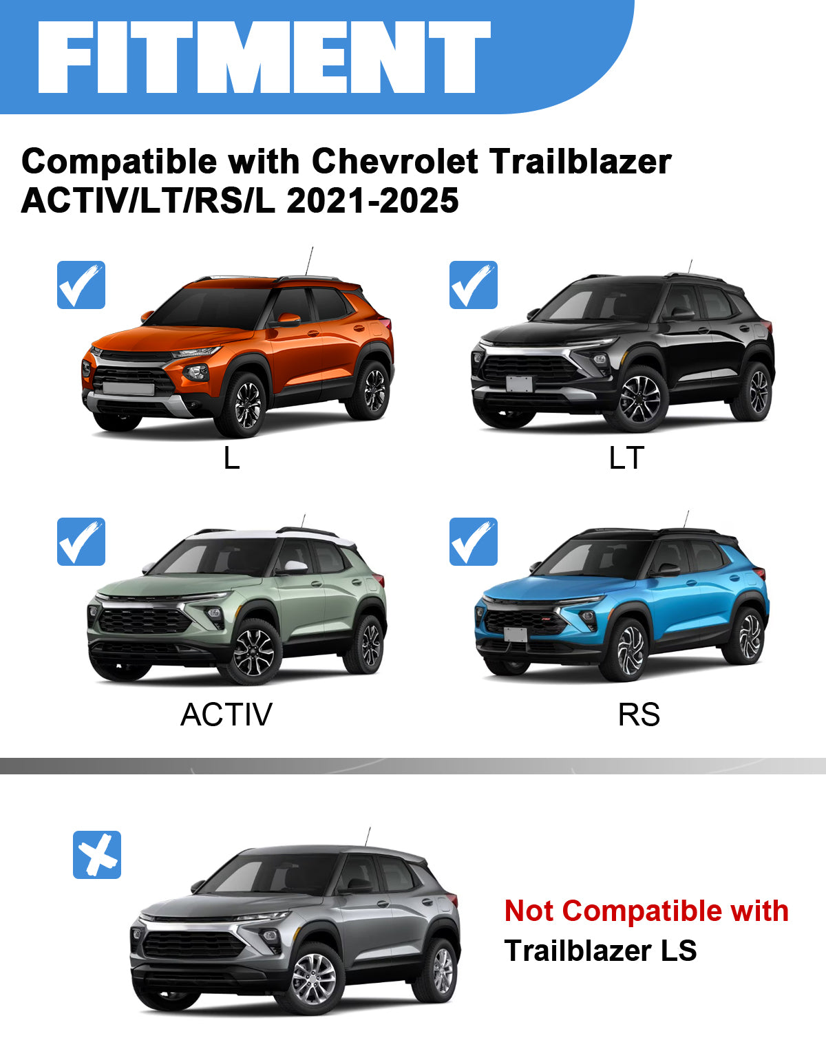 KINGGERI Roof Rack Cross Bars 220lbs Compatible with Chevy Chevrolet Trailblazer 2021-2025 L LT ACTIV RX