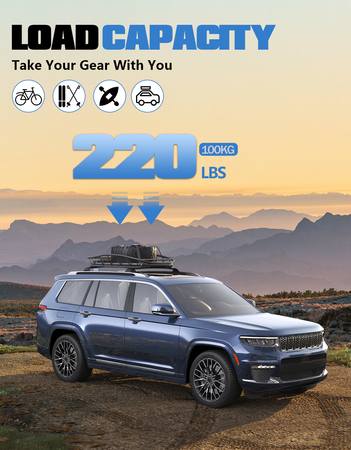 KINGGERI Roof Rack Cross Bars Fit for 2021-2025 Jeep Grand Cherokee L 3-Row and 2022-2025 Grand Cherokee WL 2-Row