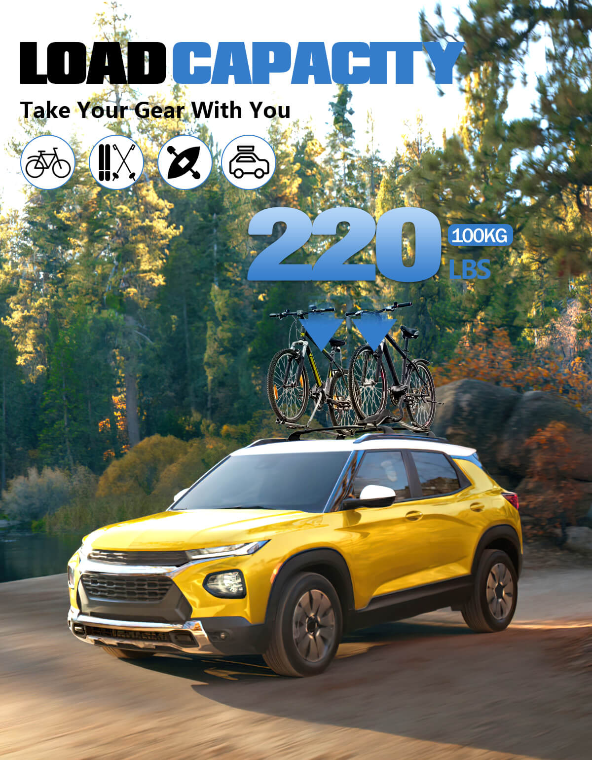 KINGGERI Roof Rack Cross Bars 220lbs Compatible with Chevy Chevrolet Trailblazer 2021-2025 L LT ACTIV RX
