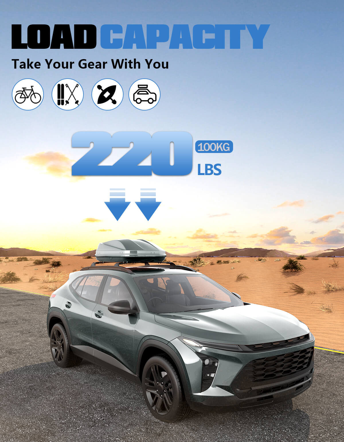 KINGGERI Roof Rack Cross Bars 220lbs Compatible with Chevy Chevrolet Trax 2RS ACTIV LT 2023-2025