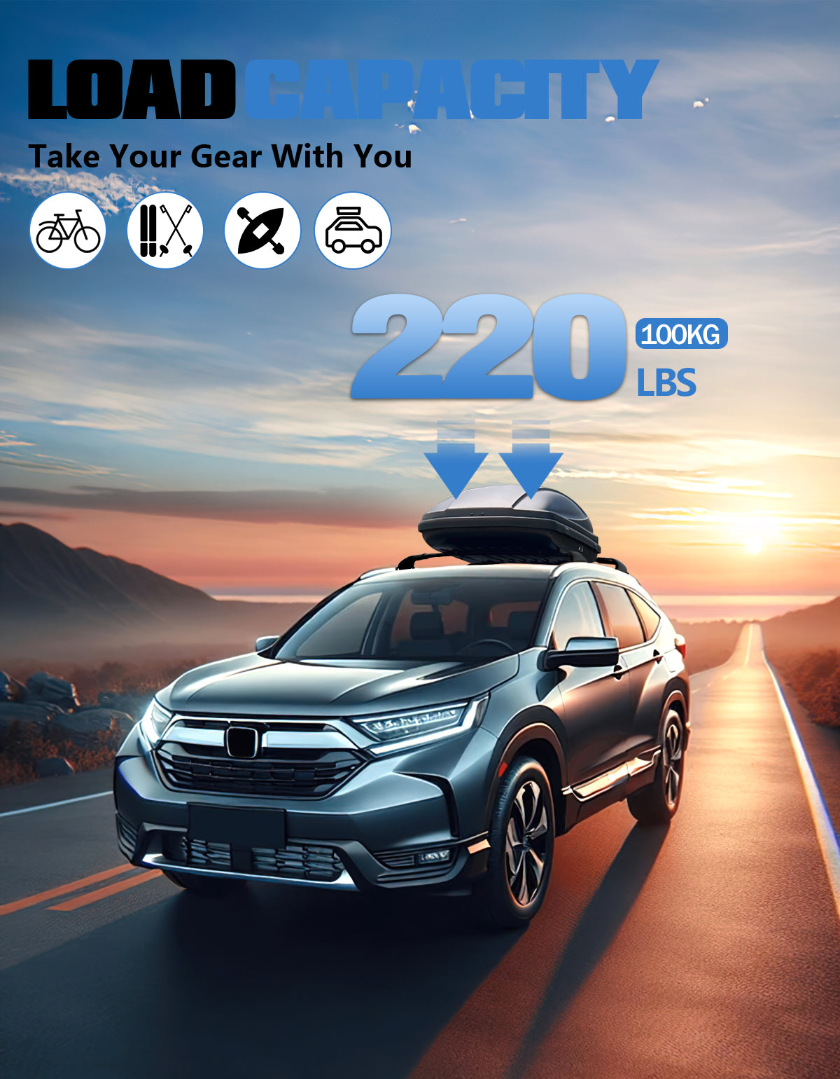 KINGGERI Roof Rack Cross Bars 220lbs Compatible with Honda CRV CR-V 2017-2022 with Flush Side Rails