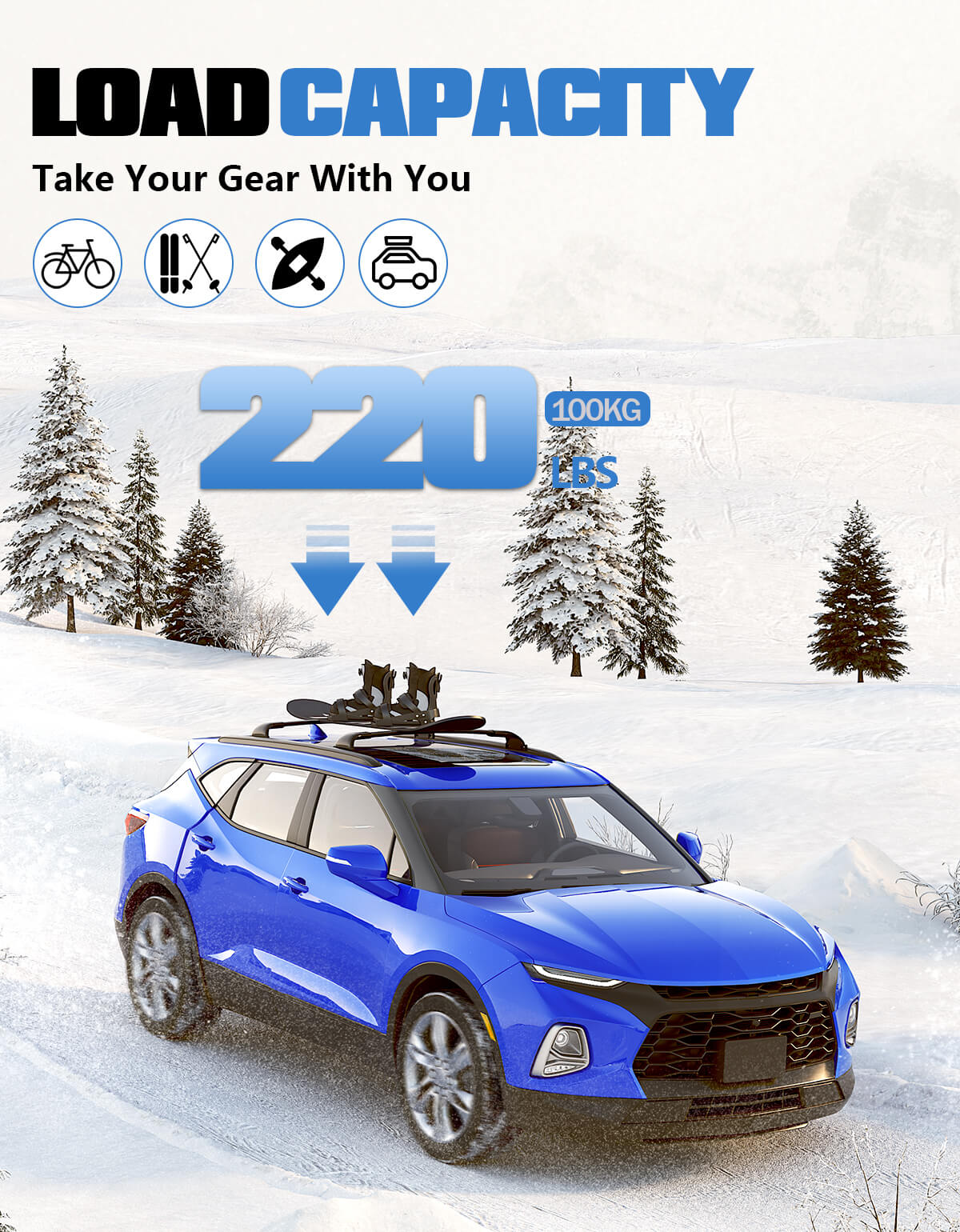 KINGGERI 220lbs Roof Rack Cross Bars Compatible with Chevy Chevrolet Blazer 2019-2025 (Not for Blazer EV)
